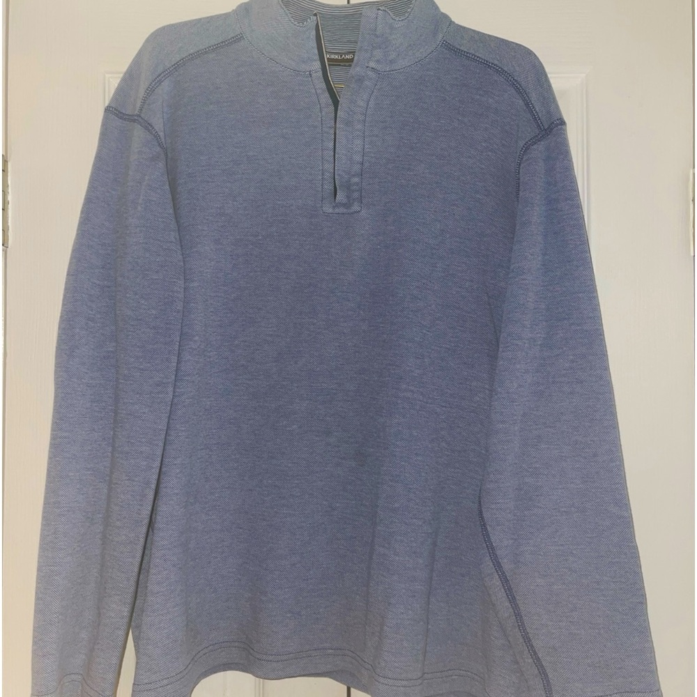 KIRKLAND SIGNATURE MENS QUARTER ZIP PULLOVER BLUE L EC NICE